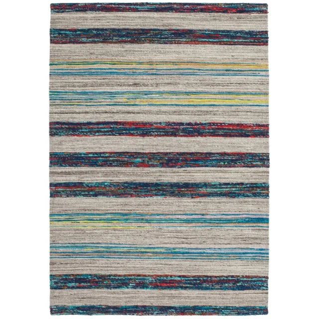 Dutch XXL Kelim Vloerkleed | Tapijt | Duarte | Strepen | Naturel/Blauw Naturel / Blauw