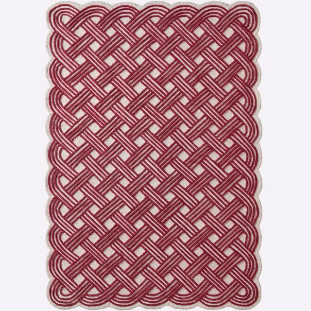 Wollen vloerkleed bordeaux naturel bordeaux/naturel
