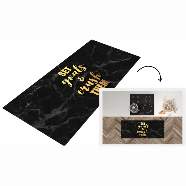 KitchenYeah Keukenloper - Loper keuken - Quote - Motivatie - Marmer - Goud - Keukenloper vinyl Multicolor