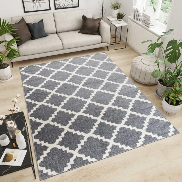 Tapiso Maroko Vloerkleed Trellis Woonkamer Tapijt Grijs 2