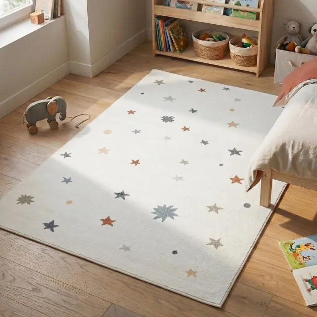 Little Olly Wasbaar kindervloerkleed - Ravi Stars Multicolor - 140x200cm