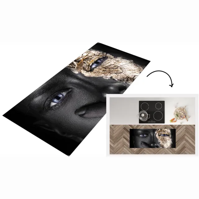 KitchenYeah Keukenloper - Loper keuken - Vrouw - Goud - Zwart - Schmink - Keukenloper vinyl Multicolor