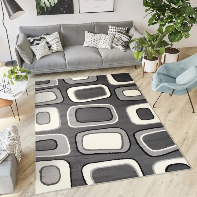 Tapiso Dream Vloerkleed Grijs Donker Wit Modern Woonkamer Tapijt Grijs Wit 3