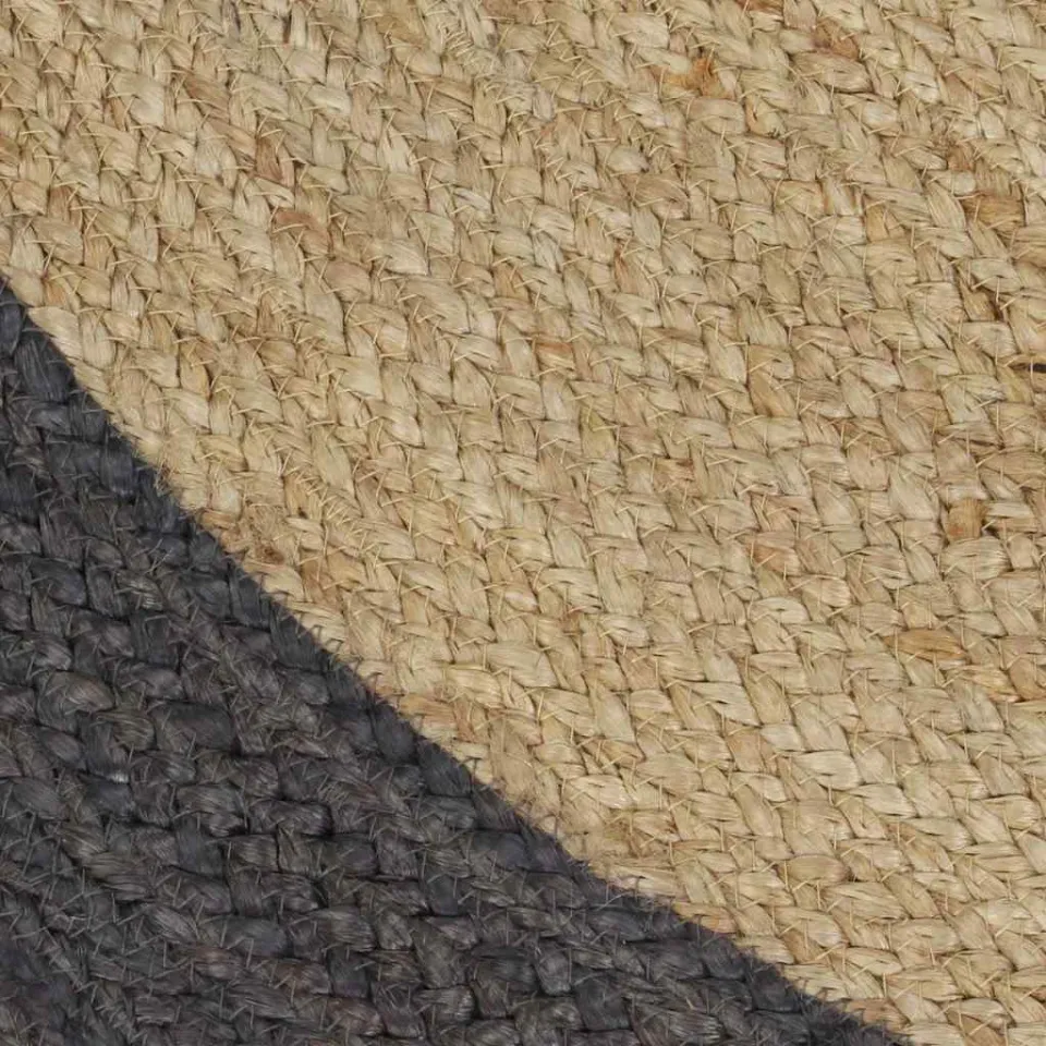 vidaXL Vloerkleed handgemaakt met donkergrijze rand 120 cm jute grijs, foto 4