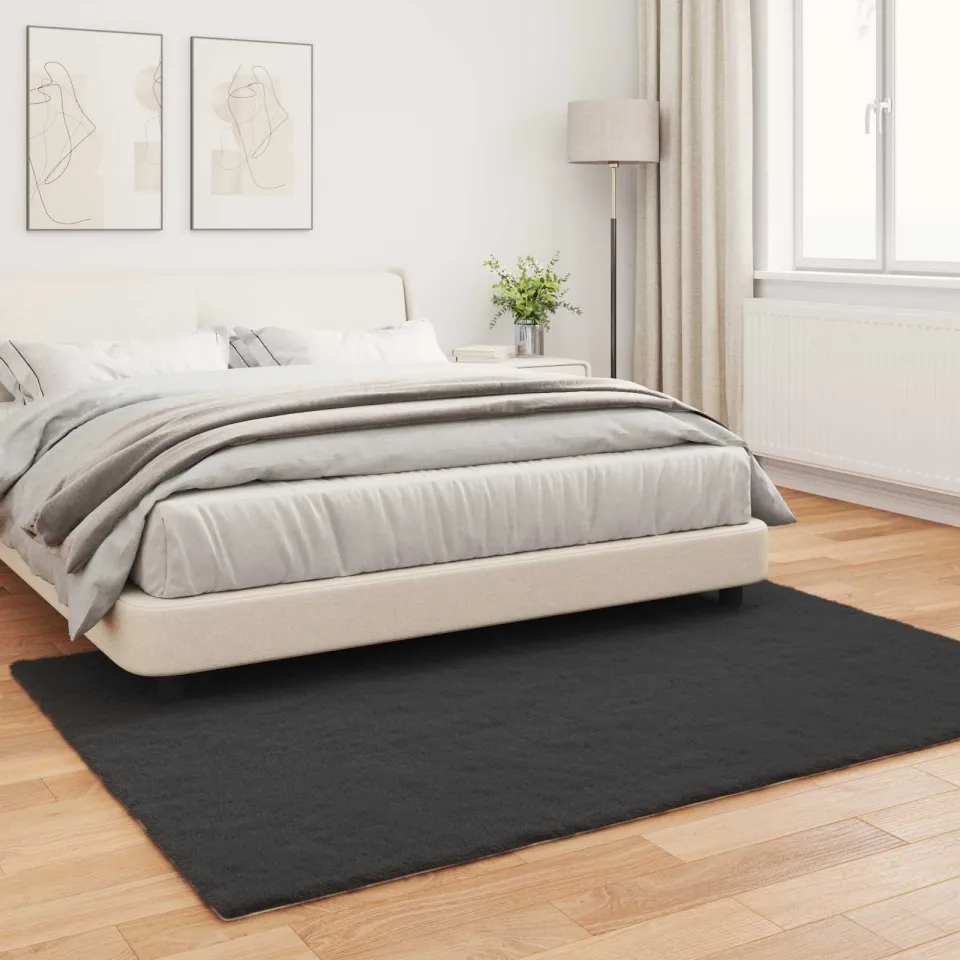 vidaXL Antislip vloerkleed van imitatie konijnenbont OLITE Zwart, foto 4