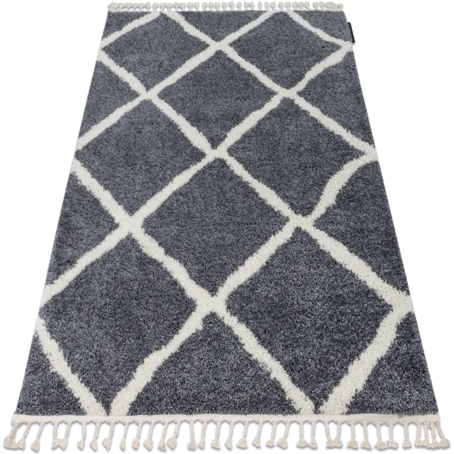 RUGSX Kleden Rugsx Tapijt BERBER CROSS B5950 grijskleuring / witrand 120x170 cm