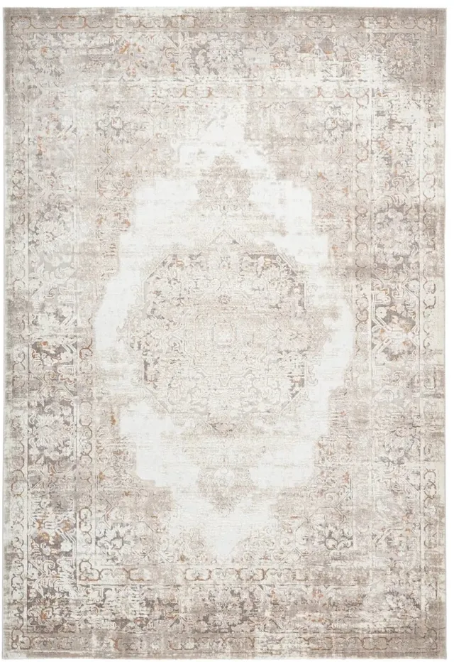 Dutch XXL Vintage Vloerkleed | Tapijt | Paris | Medaillon | Taupe | 80x150 cm
