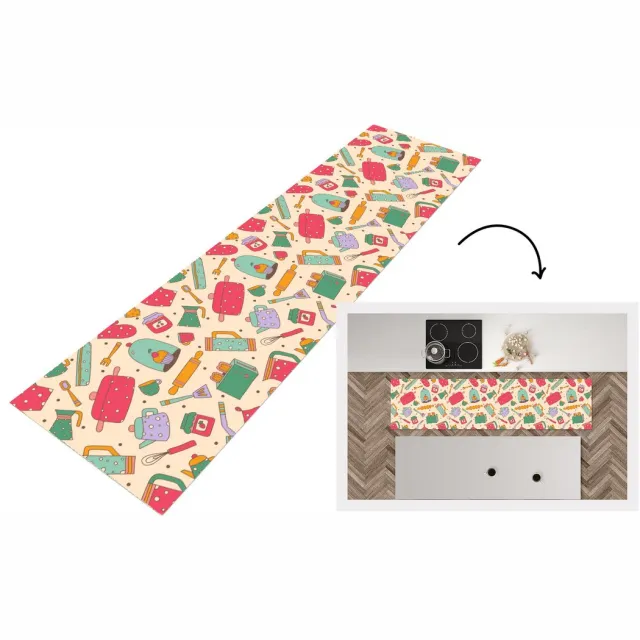 KitchenYeah Keukenloper - Loper keuken - Keuken - Thee - Patronen - 240x60 cm - Keukenloper vinyl Multicolor