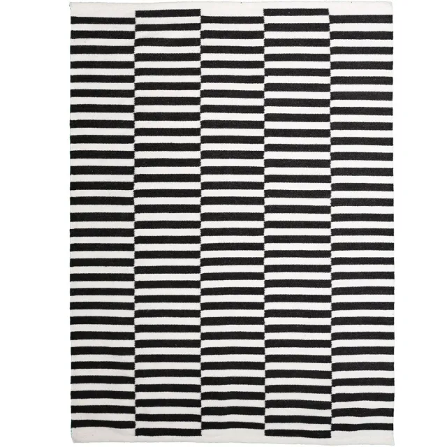Fraai Katoenen vloerkleed - Dazzle Blocks Zwart/Wit - 160x230cm