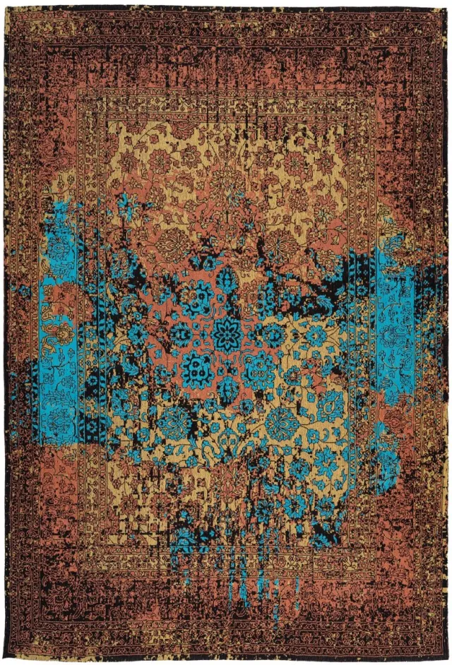 Padiro elegant laagpolig vloerkleed 80 x 150 cm - terracotta - vintage patroon - voor vloerverwarming - van katoen oranje