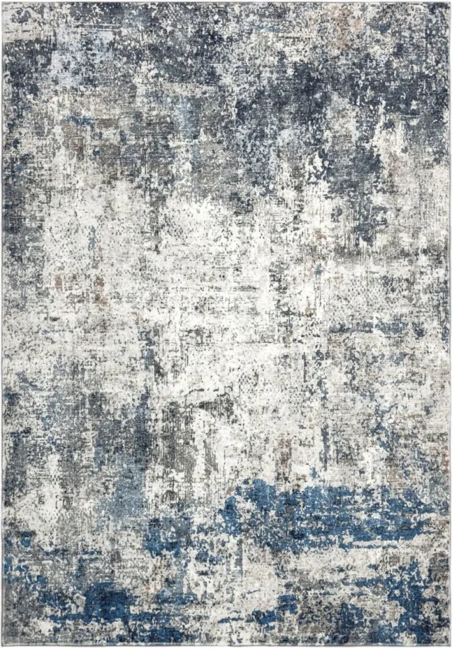 Padiro design laagpolig vloerkleed 120 x 170 cm - lichtbeige - modern abstract ontwerp - voor binnen en buiten - van polyester en katoen