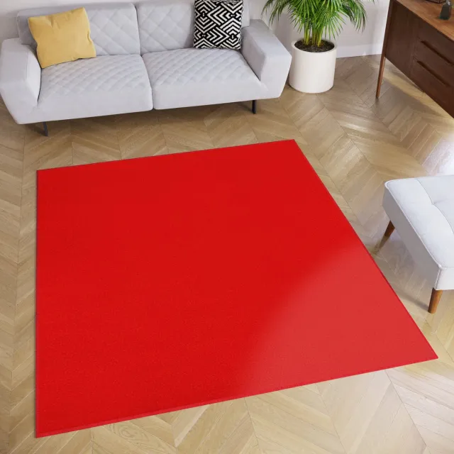 Tapiso Mono Square Vloerkleed Rood Laagpolig Vierkant Tapijt, foto 2