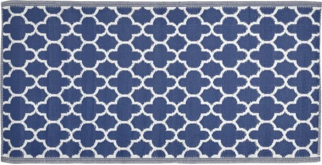 Home & Styling Buitentapijt 90x180cm Klavermotief - Campingkleed - Blauw