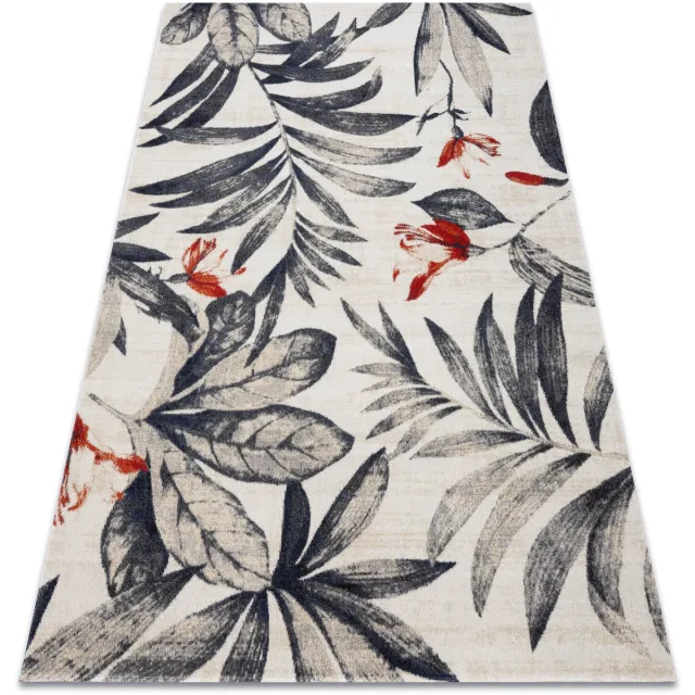 RUGSX Kleden Rugsx Modern tapijt MUNDO E7181 bladeren outdoor beige 140x190 cm