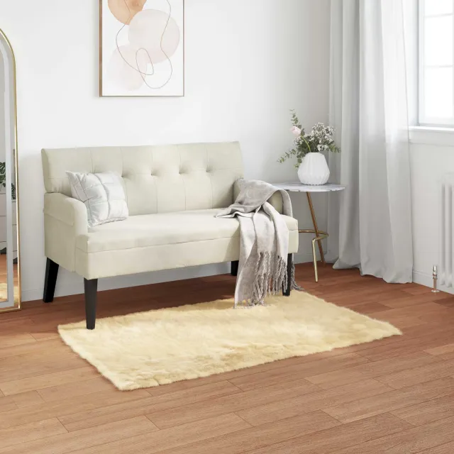 vidaXL Tapijt van imitatie TAFALLA Crèmekleurig 60 x 110 cm Polyester, foto 2