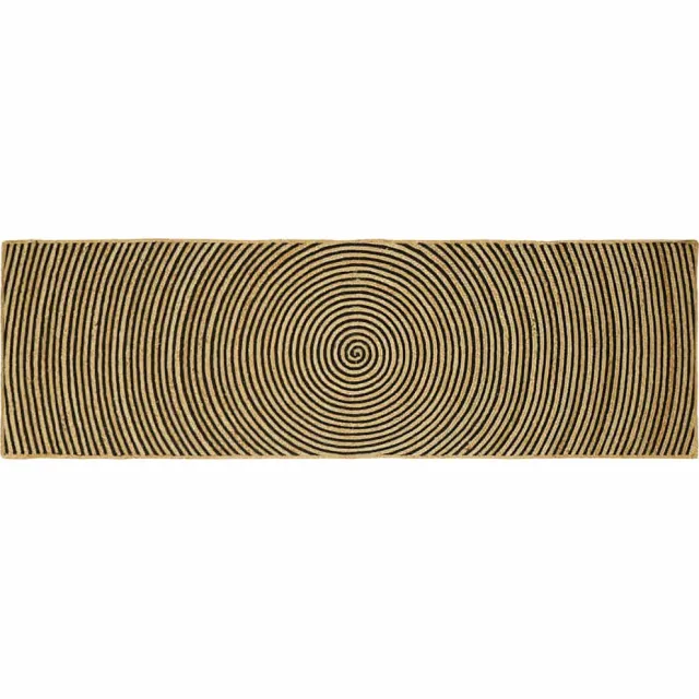vidaXL Gebied Tapijt Naturel en Zwart 80 x 250 cm Jute
