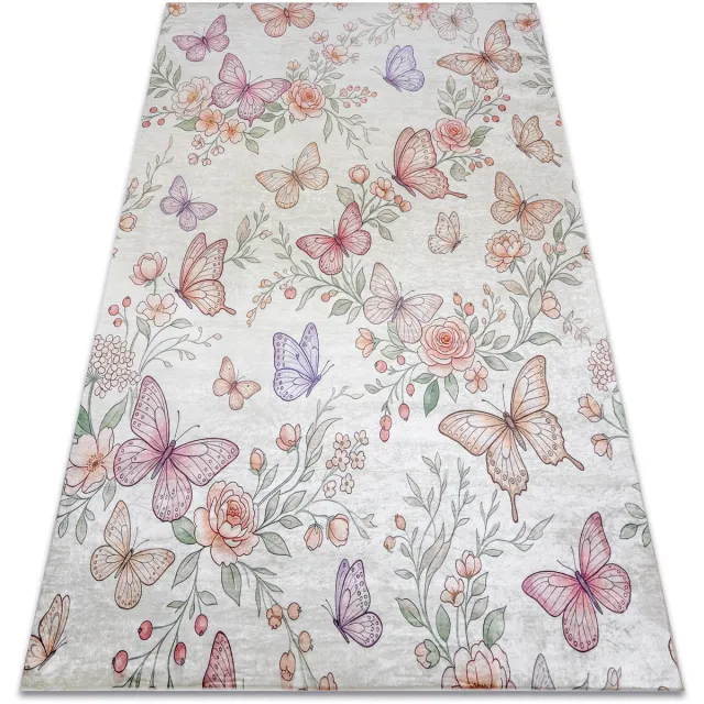 RUGSX Kleden Rugsx BAMBINO 61450 tapijt wasbaar Vlinders voor kindere Beige