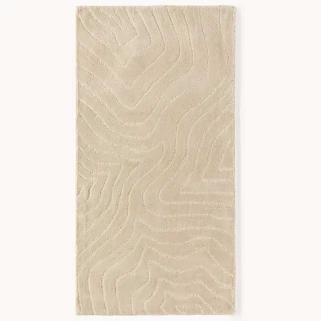 Westwing Collection Handgetuft hoog-laag wollen vloerkleed Aaron Beige