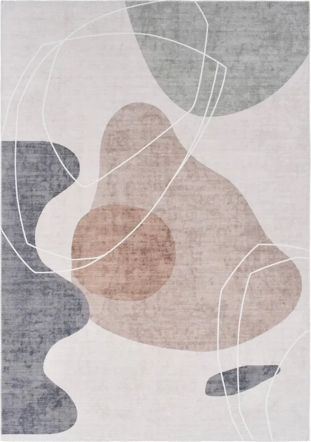 Vercai Rugs Fenix Collectie - Laagpolig Vloerkleed - Modern Tapijt met Vintage Ontwerp - Chenille - 120x180 cm Beige