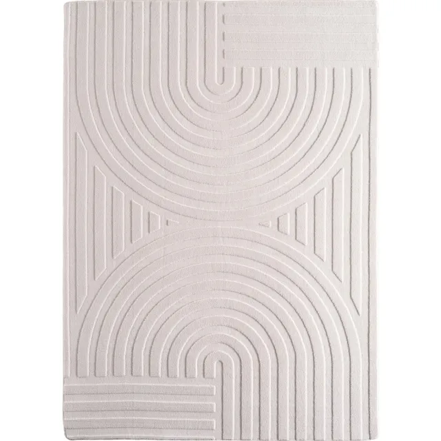 Muratap Japandi Vloerkleed Art - Hoogpolig - Scandinavisch Design - 3D-Effect - Creme- 160x230 CM
