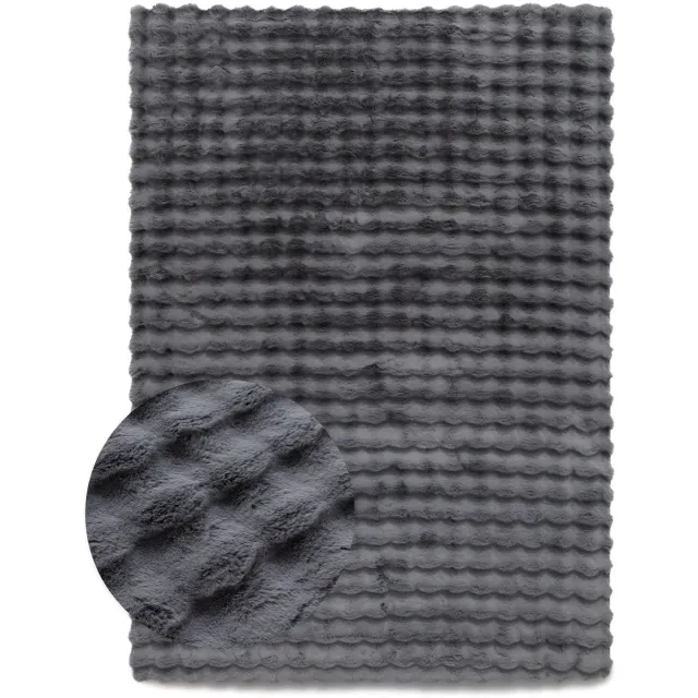 Tapeso Fluffy vloerkleed - Cloud zilver 160x230