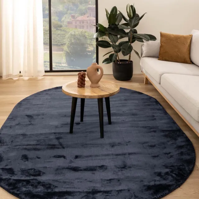 Paon Brillant Viscose vloerkleed ovaal - Pearl marineblauw 250x360