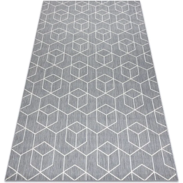 RUGSX Kleden Rugsx Sisal tapijt SISAL FLAT 48655/637 BLOKJES 3D 200x290 cm Grijs