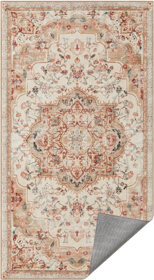 Songmics HOME - Tapijt - Vintage Vloerkleed - Wasbaar en Antislip - Voor Woonkamer Slaapkamer Keuken Cappuccinobeige