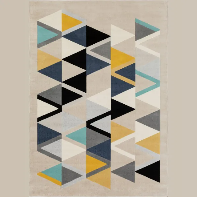 Surya Delaney vloerkleed scandinavisch boho geel hemelsblauw