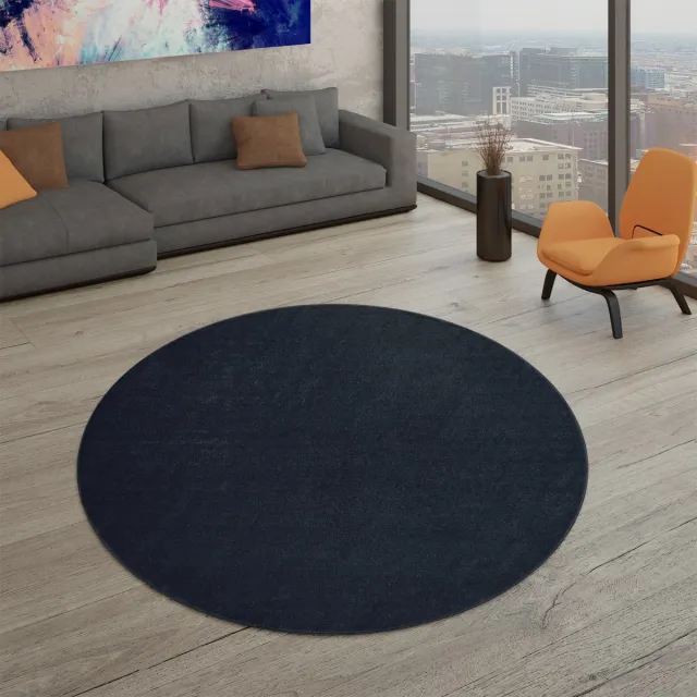 TT Home Woonkamertapijt Kurflor effen design modern en tijdloos zwart 120 x 120 cm Rond