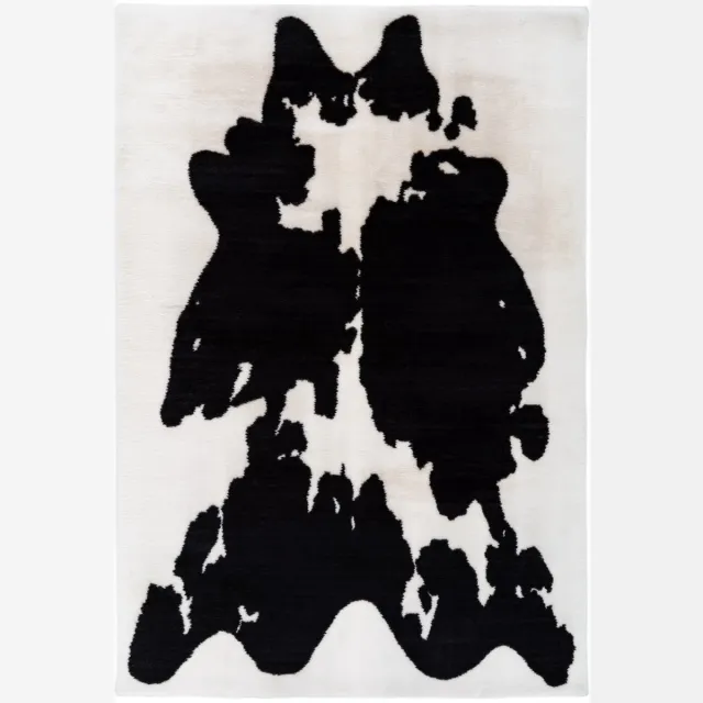 Padiro knus hoogpolig vloerkleed 160 x 230 cm - donkergrijs - karaktervolle koeienhuidprint - voor vloerverwarming - van polyester en katoen
