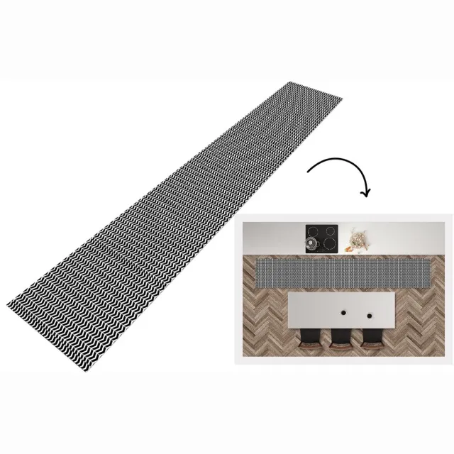 KitchenYeah Keukenloper - Loper keuken - Patronen - Abstract - Zwart - Wit - Geometrie - Keukenloper vinyl Multicolor