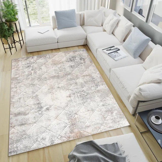 Tapiso Valley Vloerkleed Grijs Licht Woonkamer Vintage Tapijt Beige Grijs5