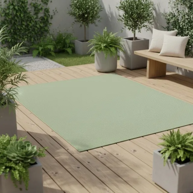 TapisTrend Designer tapijt Groen 240x340 cm Modern, effen vloerkleed met sisal-look voor binnen- en buitengebruik, geschikt voor de woonkamer, het terras, het balkon