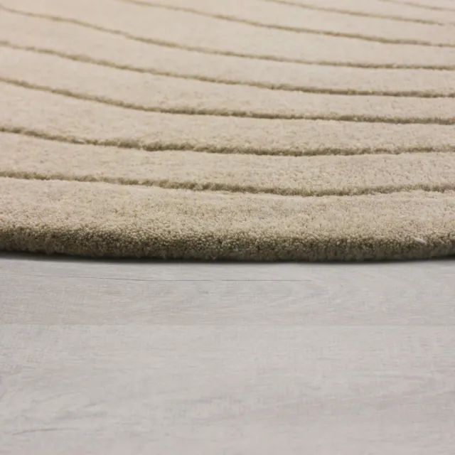 flycarpets Laagpolig Abstract Vloerkleed - Puddle Wool Ovaal - Naturel / Beige 200x290 cm
