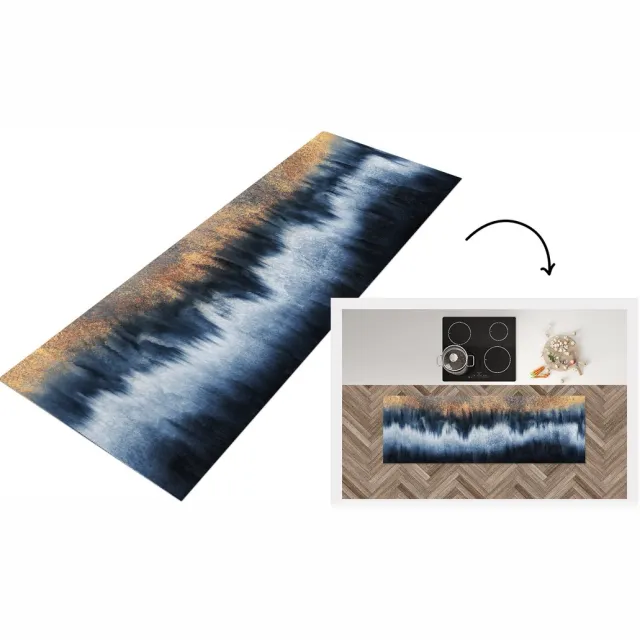 KitchenYeah Keukenloper - Loper keuken - Abstract - Goud - Luxe - Keukenloper vinyl