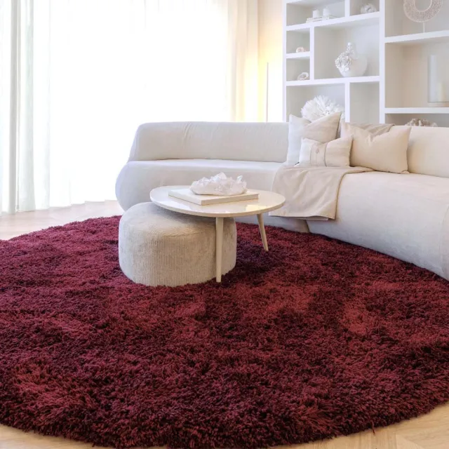 Nordic Weavers Shaggy vloerkleed rond - Sveve bordeauxrood 160