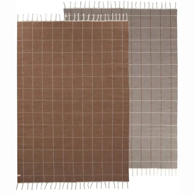 OYOY kindertapijt Grid caramel/beige natur