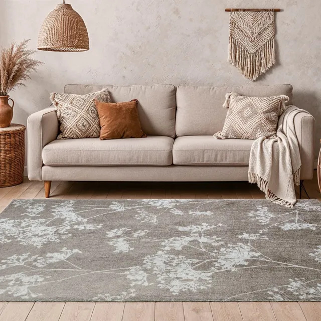 LOLA&MOI Binnen & Buiten Vloerkleed - 240 x 340 cm - Lola&Moi Parsley Parchment - Laagpolig Tapijt - Gerecycled PET - Made in Belgium - Circulair Zilver