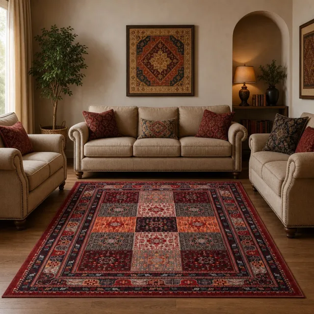 Muratap Artline Oosters Vintage Vloerkleed Sultan Rood Wollook