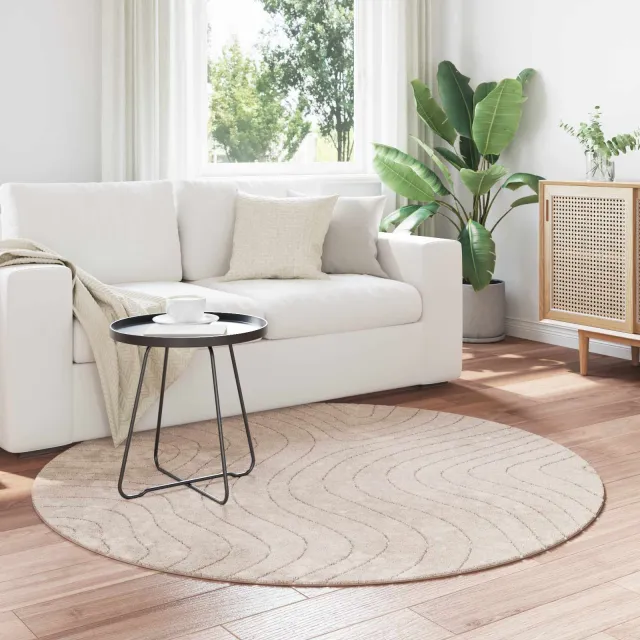 vidaXL Binnen- en buitentapijt PALMERAS Beige Ø 160 CM Polyester, foto 2