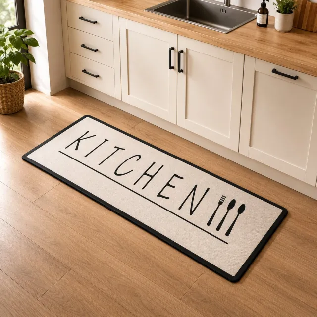 Kadirelli Keukenloper Kitchen - Zand - 80x200 cm - Vloerkleden - Keuken Tapijt - Keukenmat - Loper Tapijt - Loper Vloerkleed Zand | Kitchen