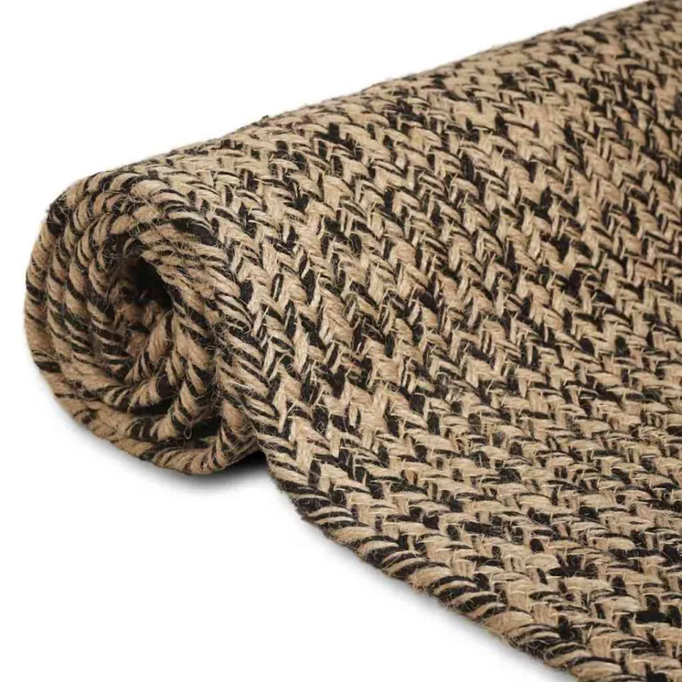 vidaXL Gebied Tapijt Naturel en Zwart 160 x 230 cm Jute, foto 3