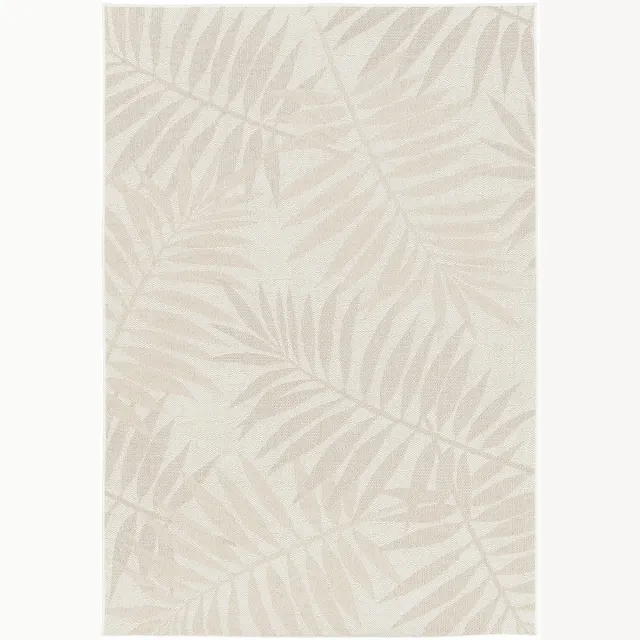 AFK Living Tapijt voor binnen en buiten met palmbladeren TULUM beige
