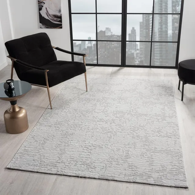 Ibenzoa Stijlvol Laagpolig Vloerkleed met Hoog-Dieppatroon voor Woonkamer en Slaapkamer, Grijs 80x150 cm