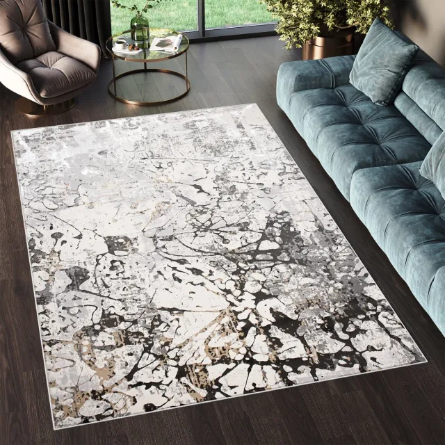 Tapiso Golden Vloerkleed Tapijt Grijs Laagpolig Maat- 200x300 Grijs 1