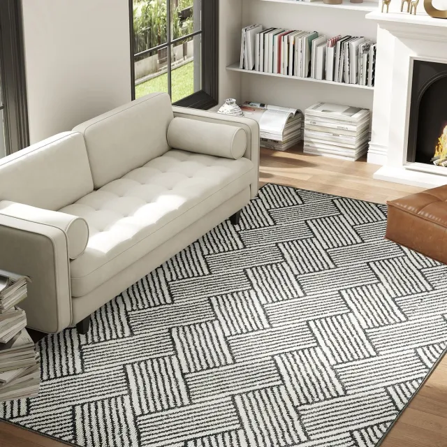 TEKROA Vloerkleed 200x140 cm - Kortpolig Tapijt - Machinewasbaar & Hypoallergeen - Voor Woonkamer & Slaapkamer -kantoor - Grijs