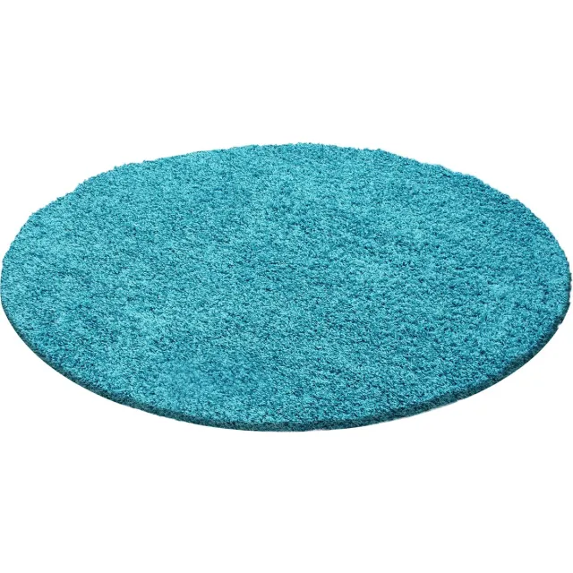 Muratap Basic Rond Shaggy vloerkleed Turquoise Hoogpolig- 80 CM Ø