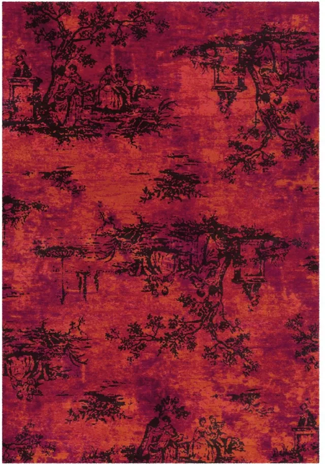 Padiro design laagpolig vloerkleed 120 x 180 cm - bordeaux - modern abstract ontwerp - voor vloerverwarming - van modacryl en katoen rood