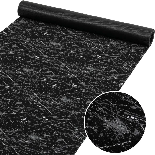 ANRO Keukenloper Rahma Zwart 200x67cm – Tapijtloper Wasbaar Antislip Gangloper Hal Laagpolig
